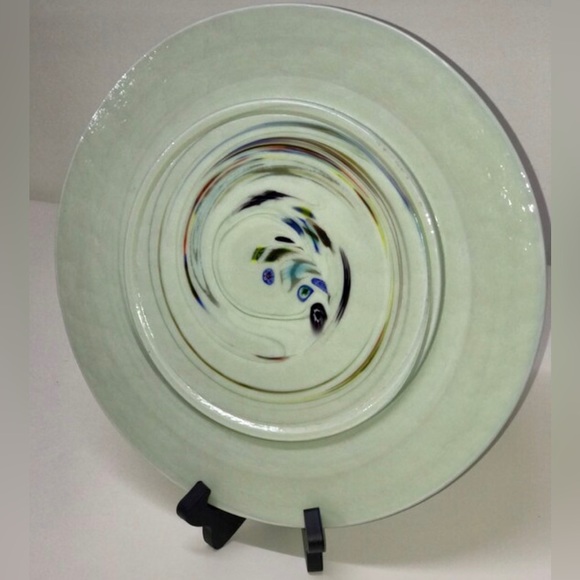 YALOS CASA MURANO Signed Acid Etched Millefiori Swirl Art Glass Charger Plate - Picture 10 of 10